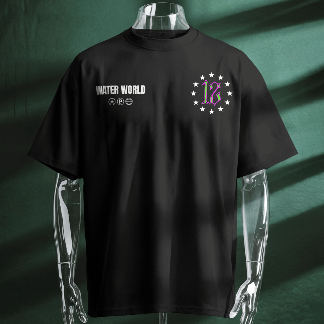 Piscean Water World - Oversize Deep Drop Shoulder Tee