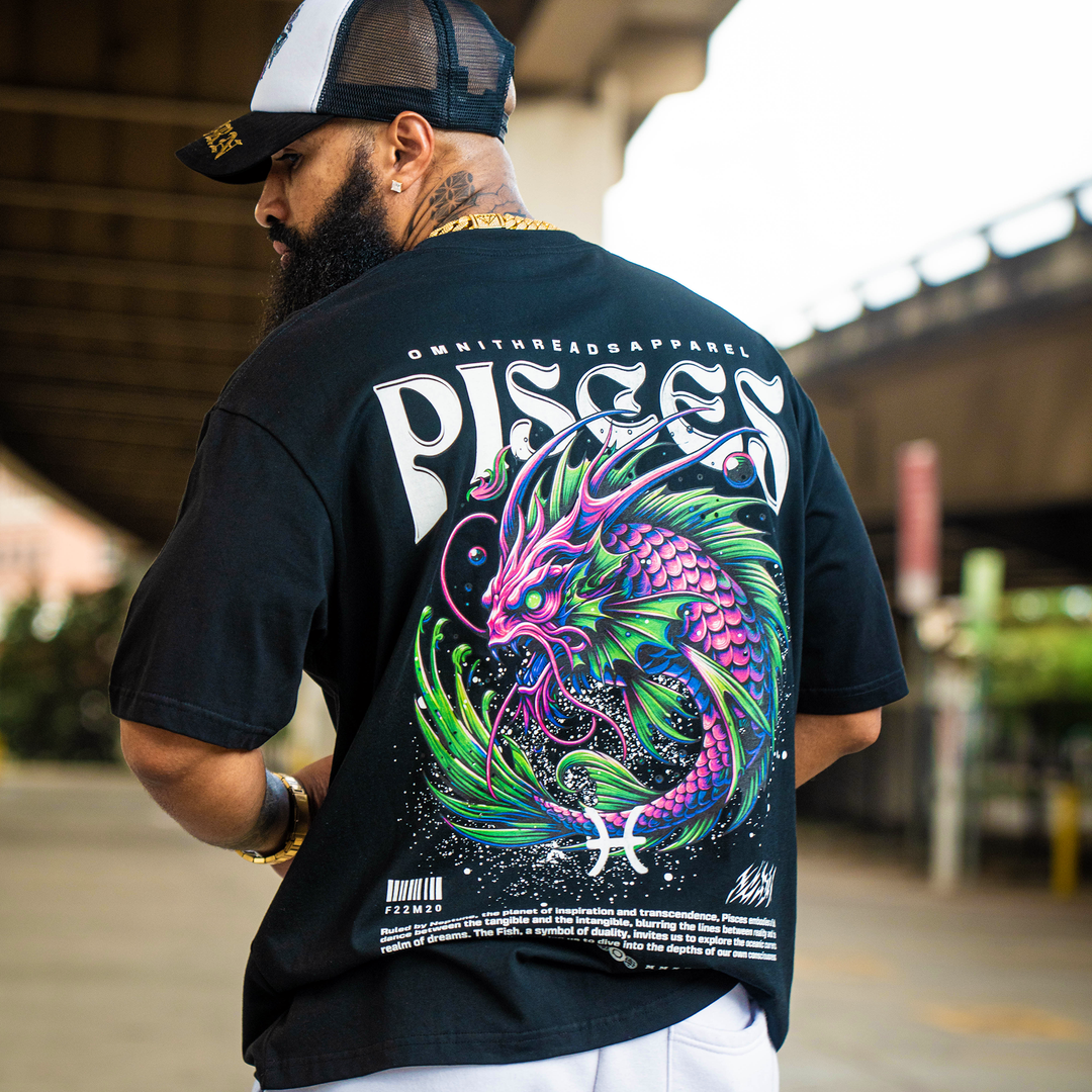 Piscean Water World - Oversize Deep Drop Shoulder Tee