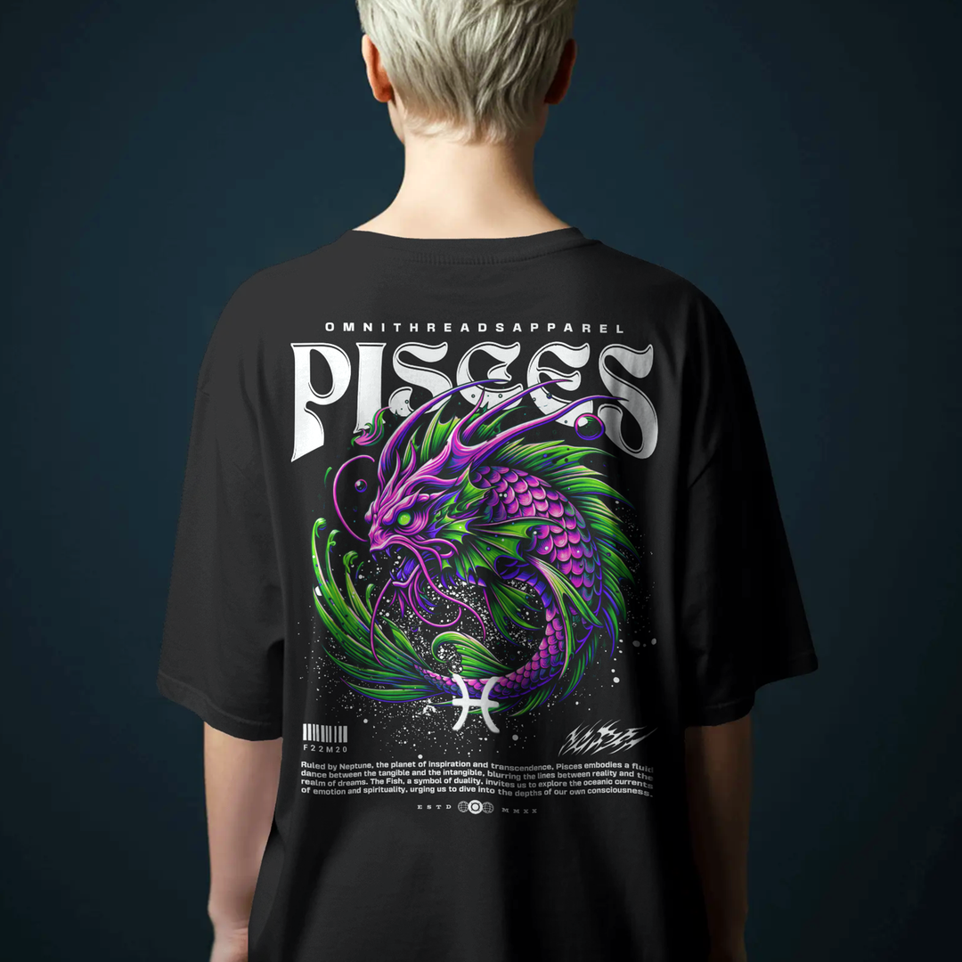 Piscean Water World - Oversize Deep Drop Shoulder Tee