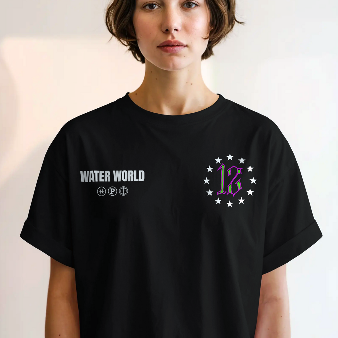 Piscean Water World - Oversize Deep Drop Shoulder Tee