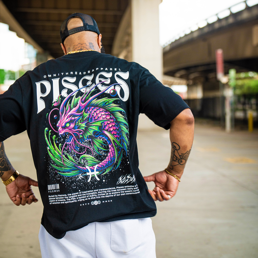 Piscean Water World - Oversize Deep Drop Shoulder Tee