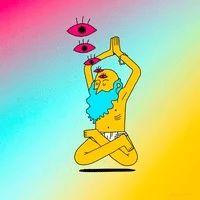 Soul moving through a luminous wheel of birth, death, and rebirth