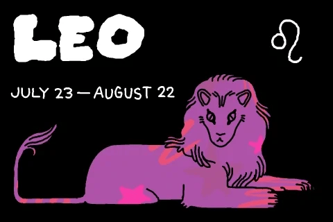 Leo lion beneath the radiant Sun with fire and royal sacred symbols