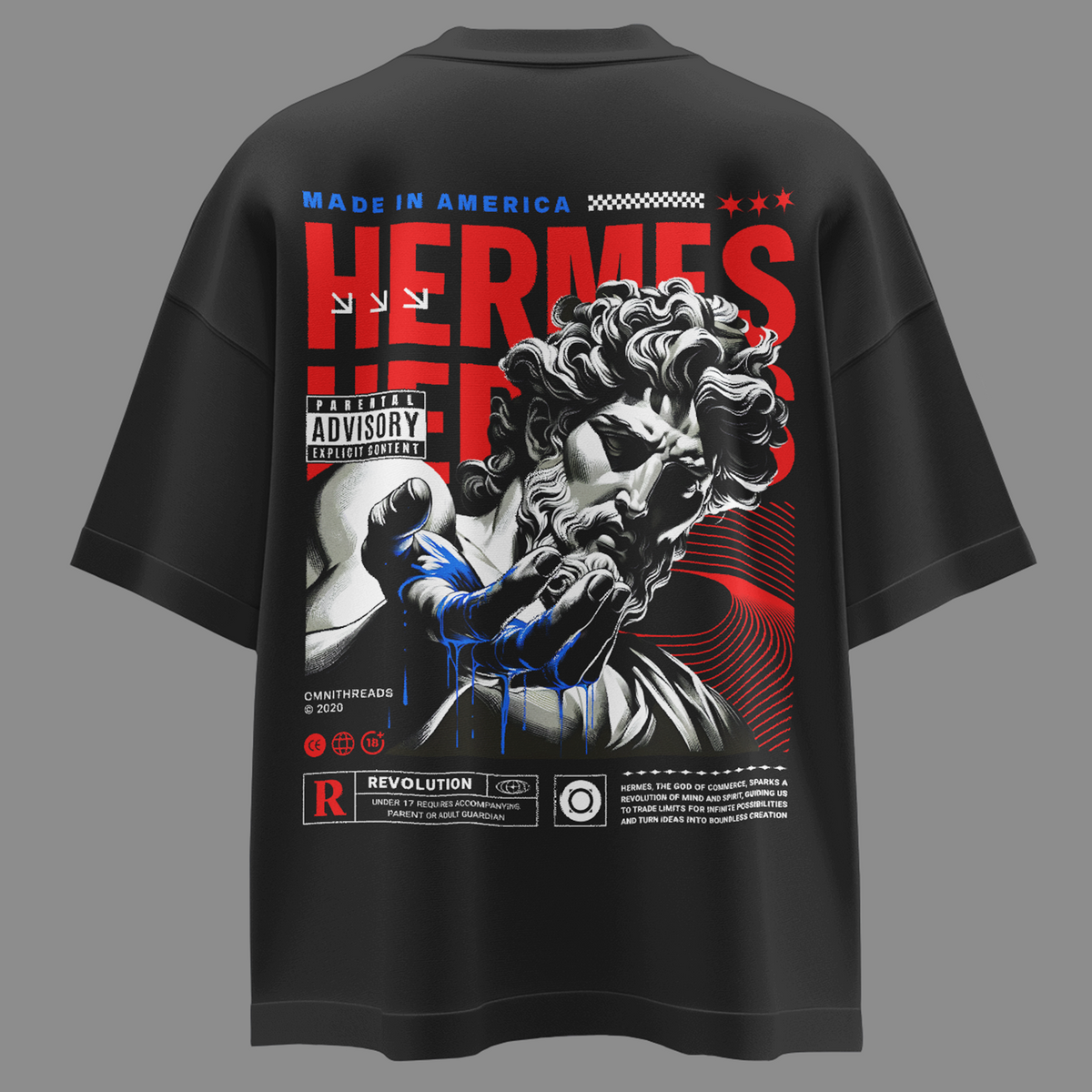 Additional product view 5 of the black american hermes oversized drop shoulder tee