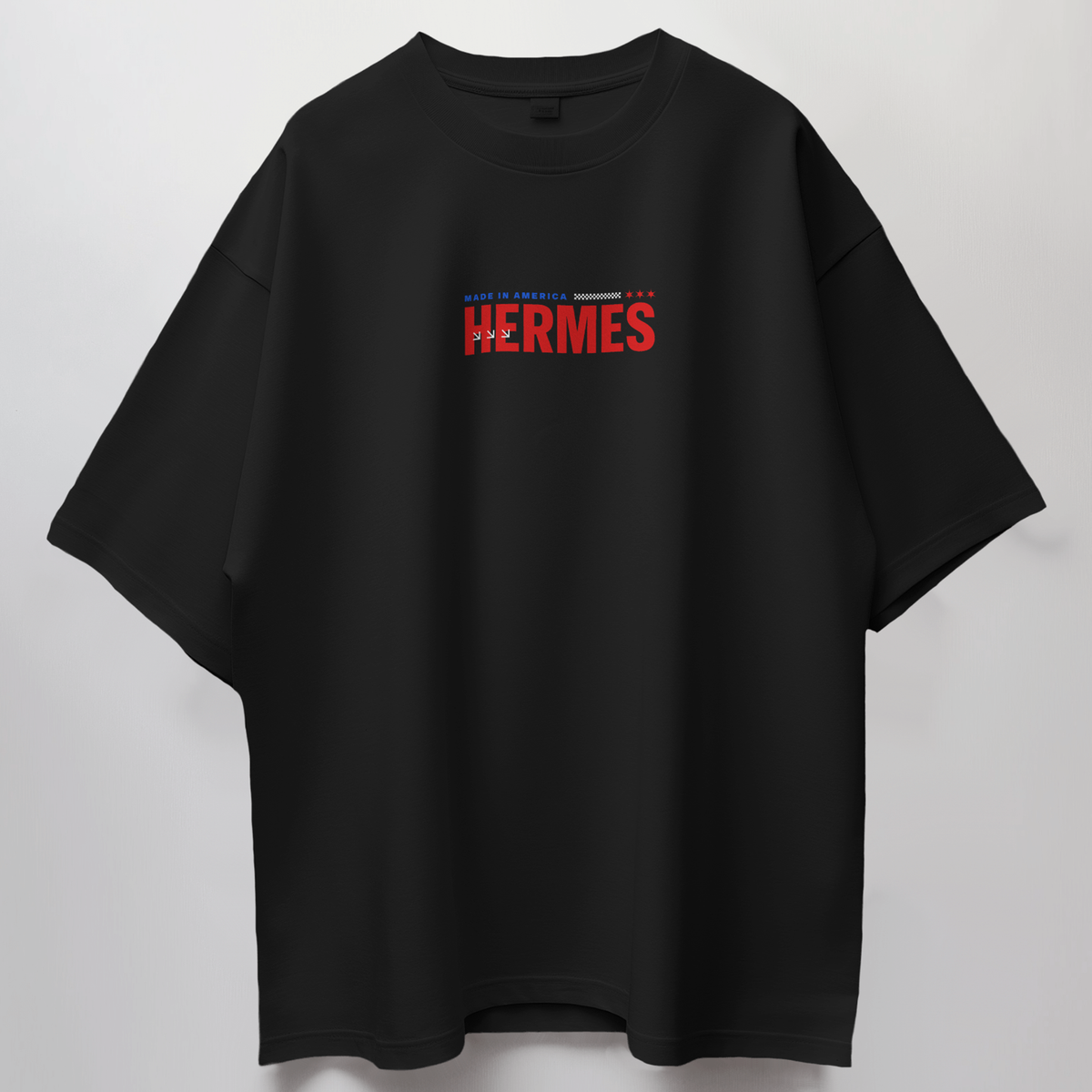 Additional product view 6 of the black american hermes oversized drop shoulder tee