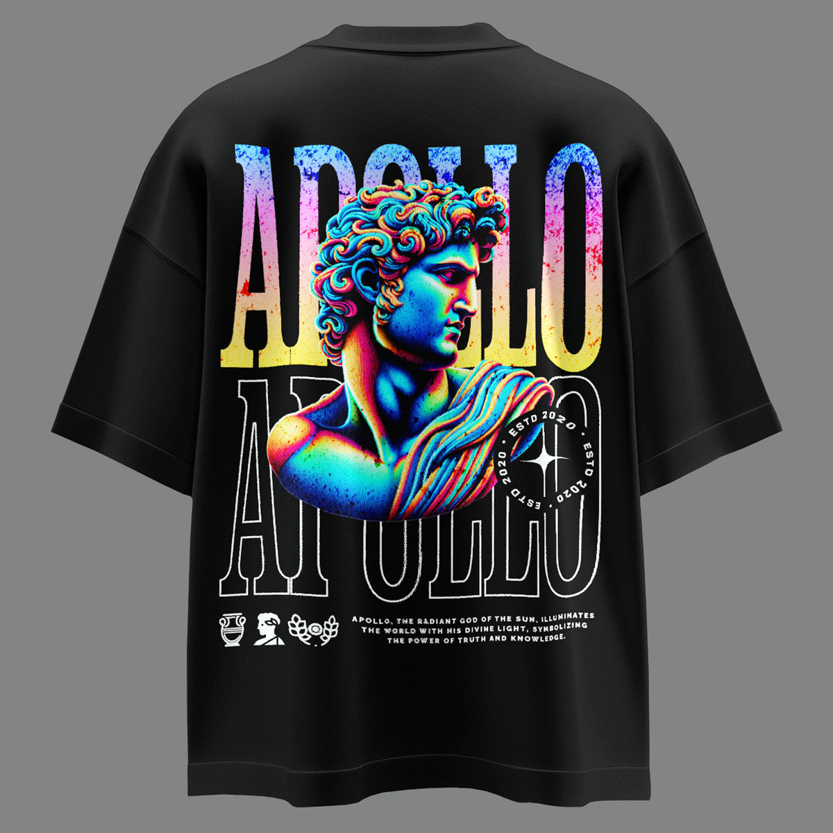 Additional product view 6 of the black sun of apollo oversized drop shoulder tee