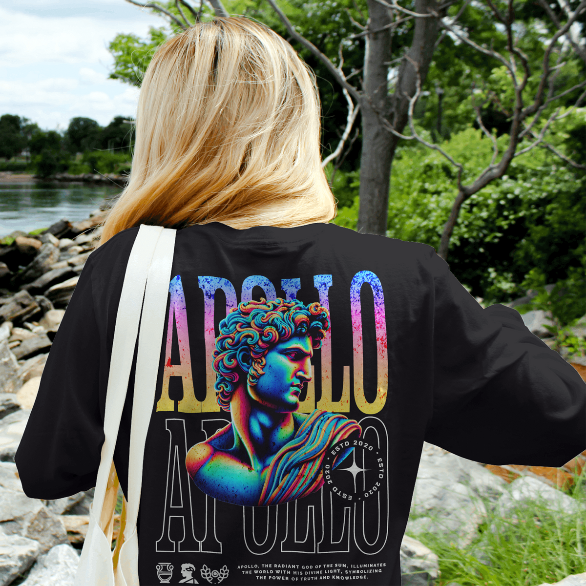 Additional product view 2 of the black sun of apollo oversized drop shoulder tee