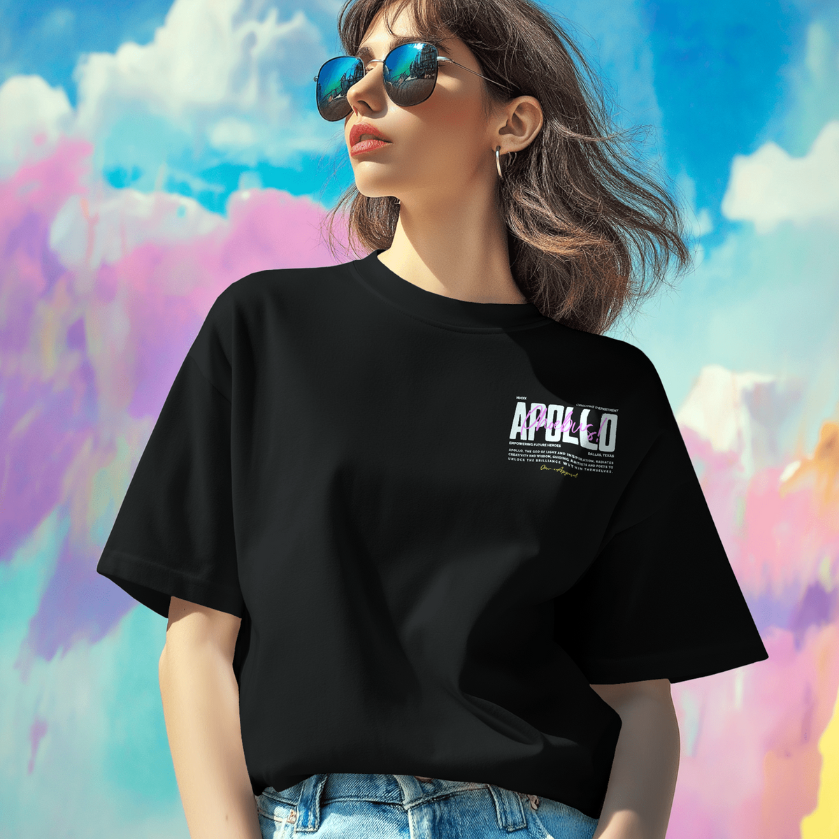 Additional product view 4 of the black sun of apollo oversized drop shoulder tee