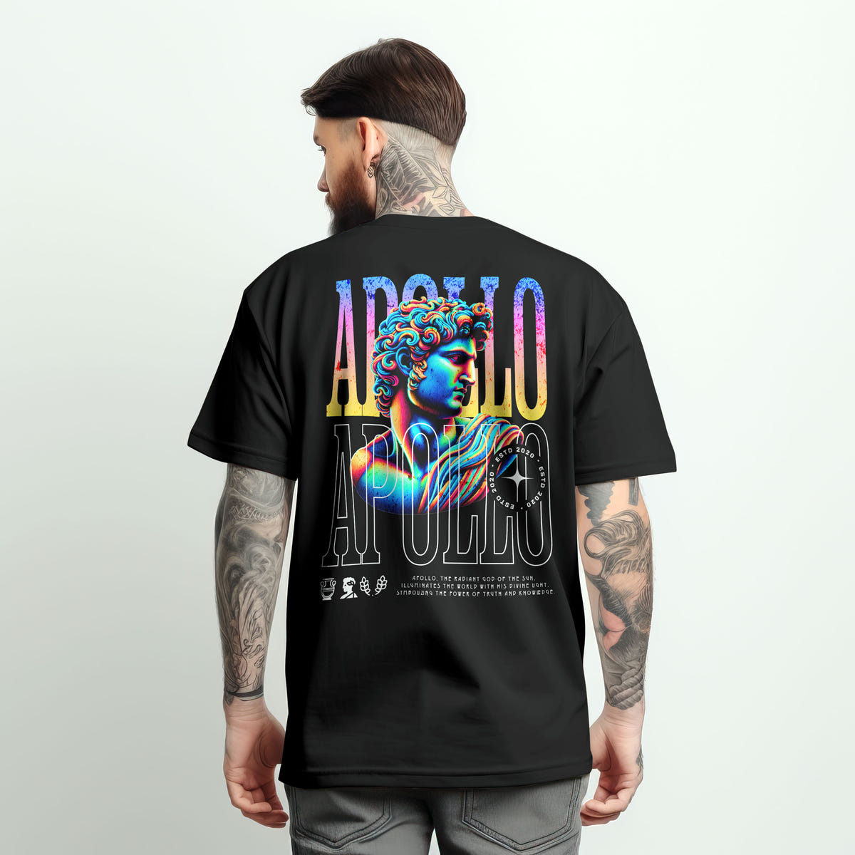 Additional product view 5 of the black sun of apollo oversized drop shoulder tee