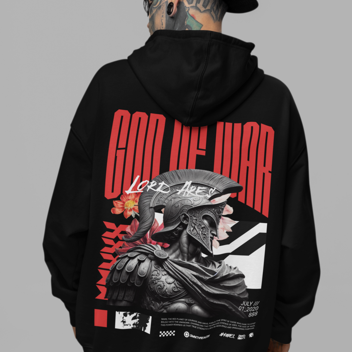 Additional product view 5 of the black ares the god of war oversized hoodie