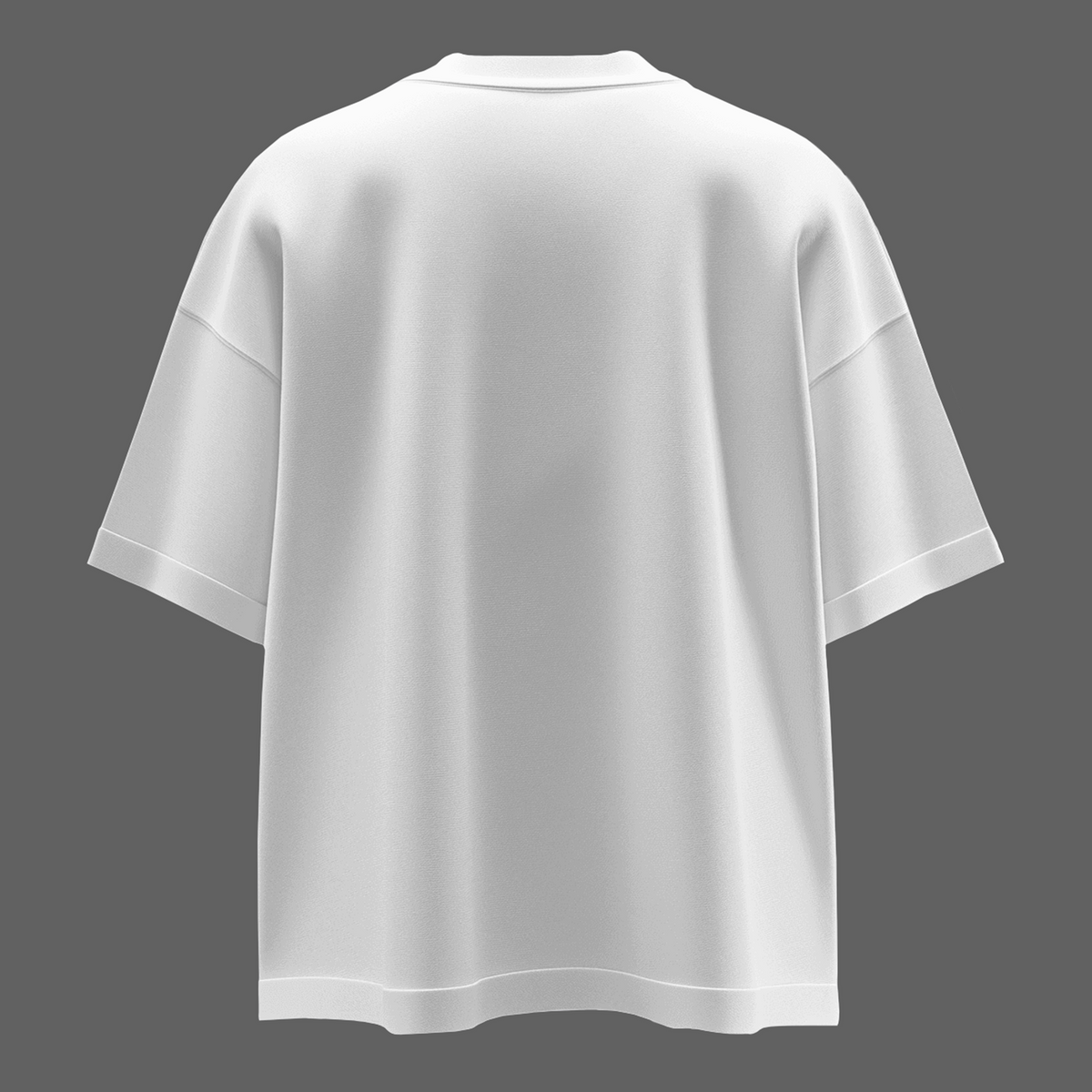 Back view of the white moon matrix oversized drop shoulder tee