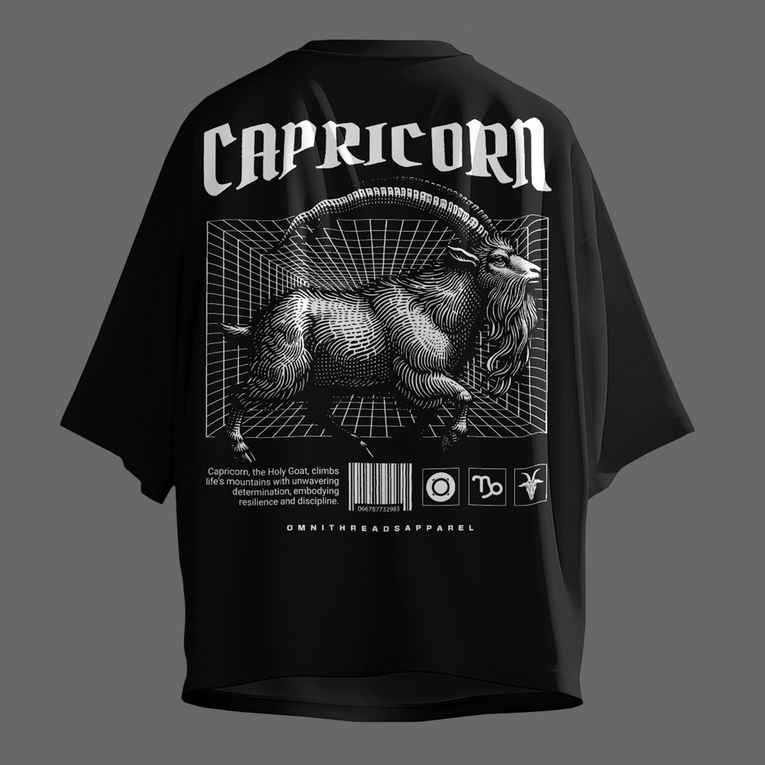 Capricorn Climbs Mountain - Oversize Deep Drop Shoulder Tee