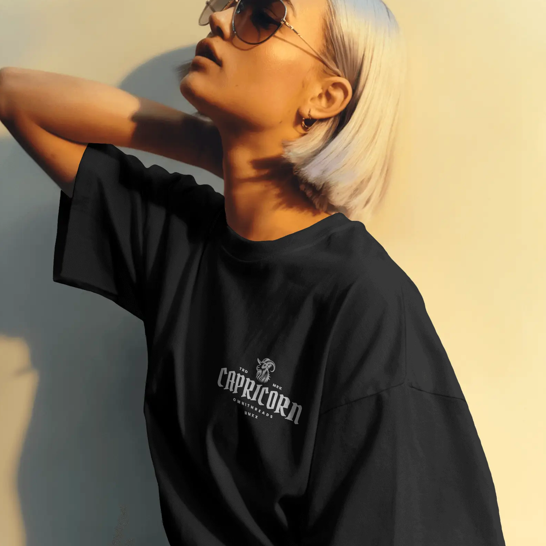 Capricorn Climbs Mountain - Oversize Deep Drop Shoulder Tee