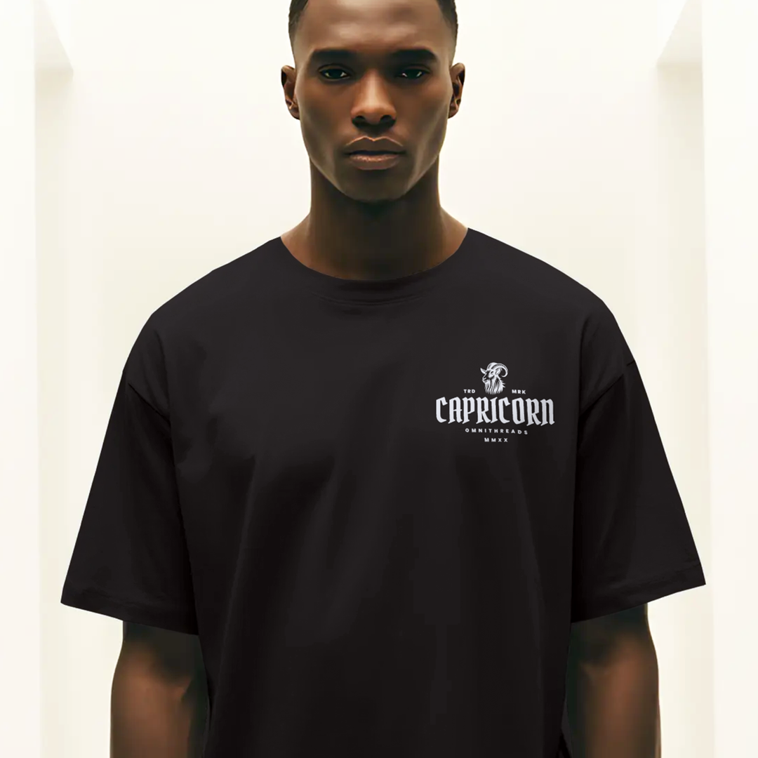 Capricorn Climbs Mountain - Oversize Deep Drop Shoulder Tee