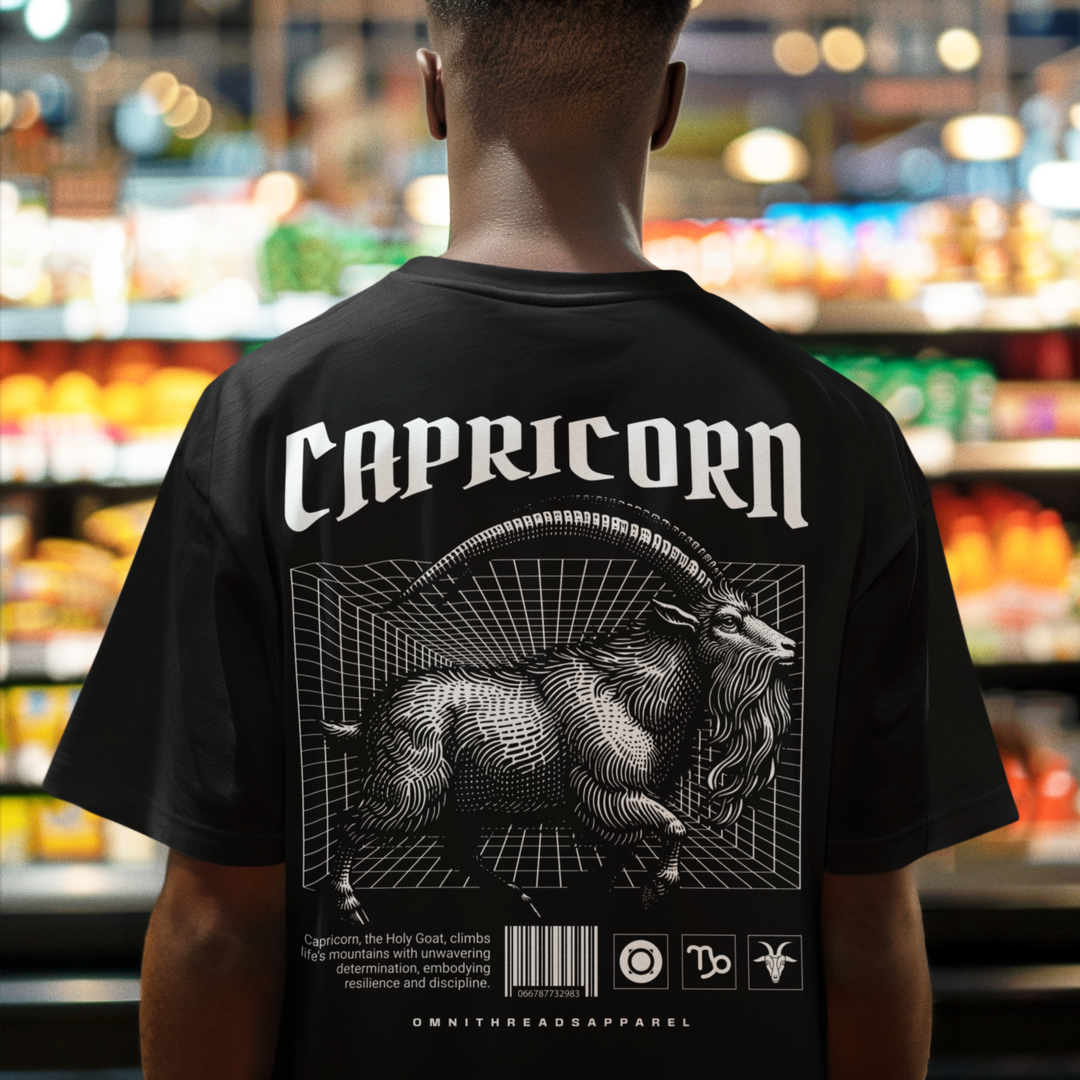 Capricorn Climbs Mountain - Oversize Deep Drop Shoulder Tee