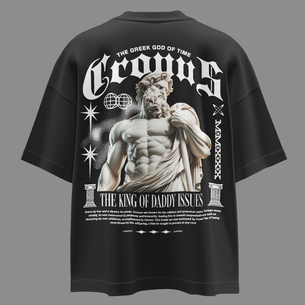 Additional product view 5 of the black cronus of saturn oversized drop shoulder tee