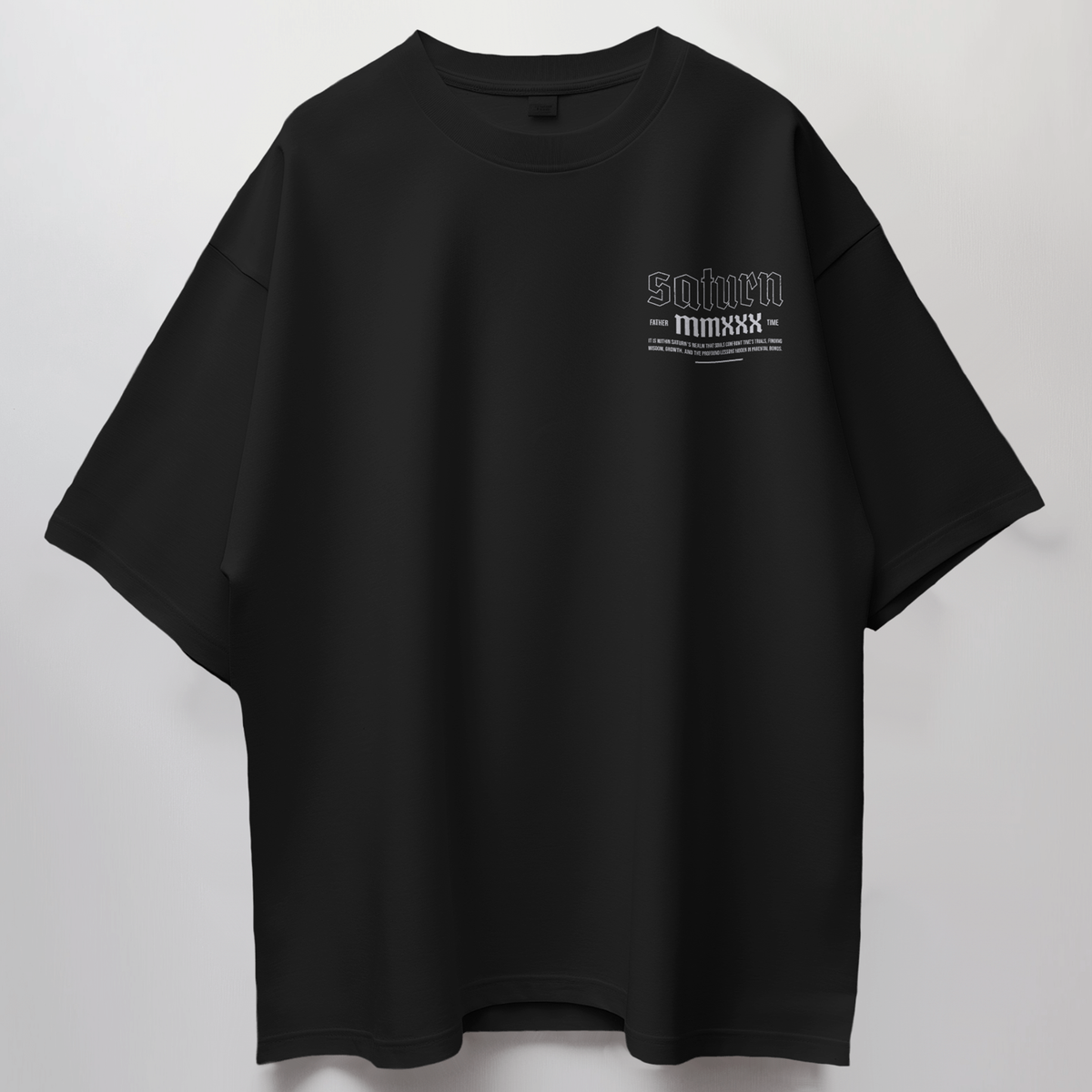 Additional product view 6 of the black cronus of saturn oversized drop shoulder tee
