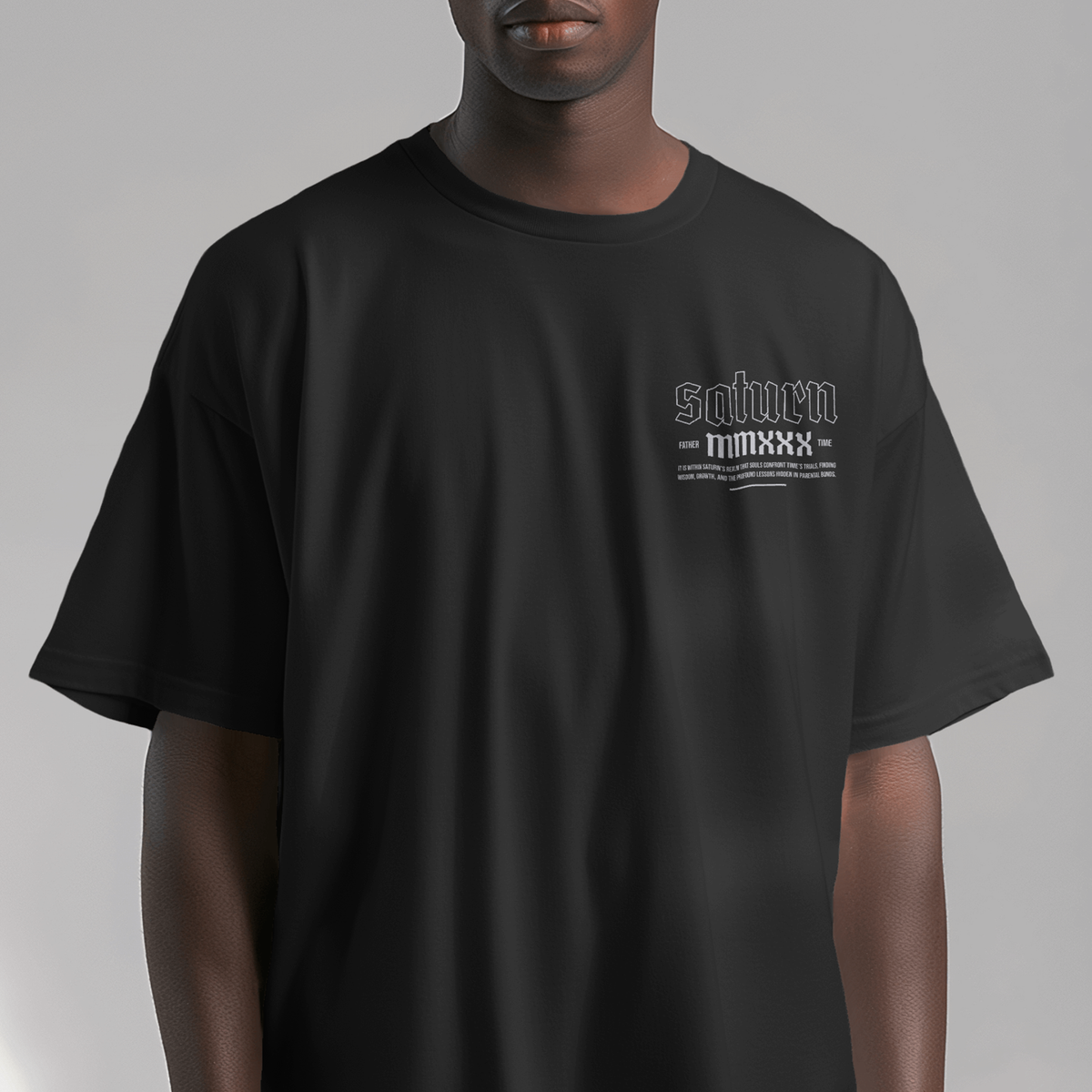 Additional product view 3 of the black cronus of saturn oversized drop shoulder tee