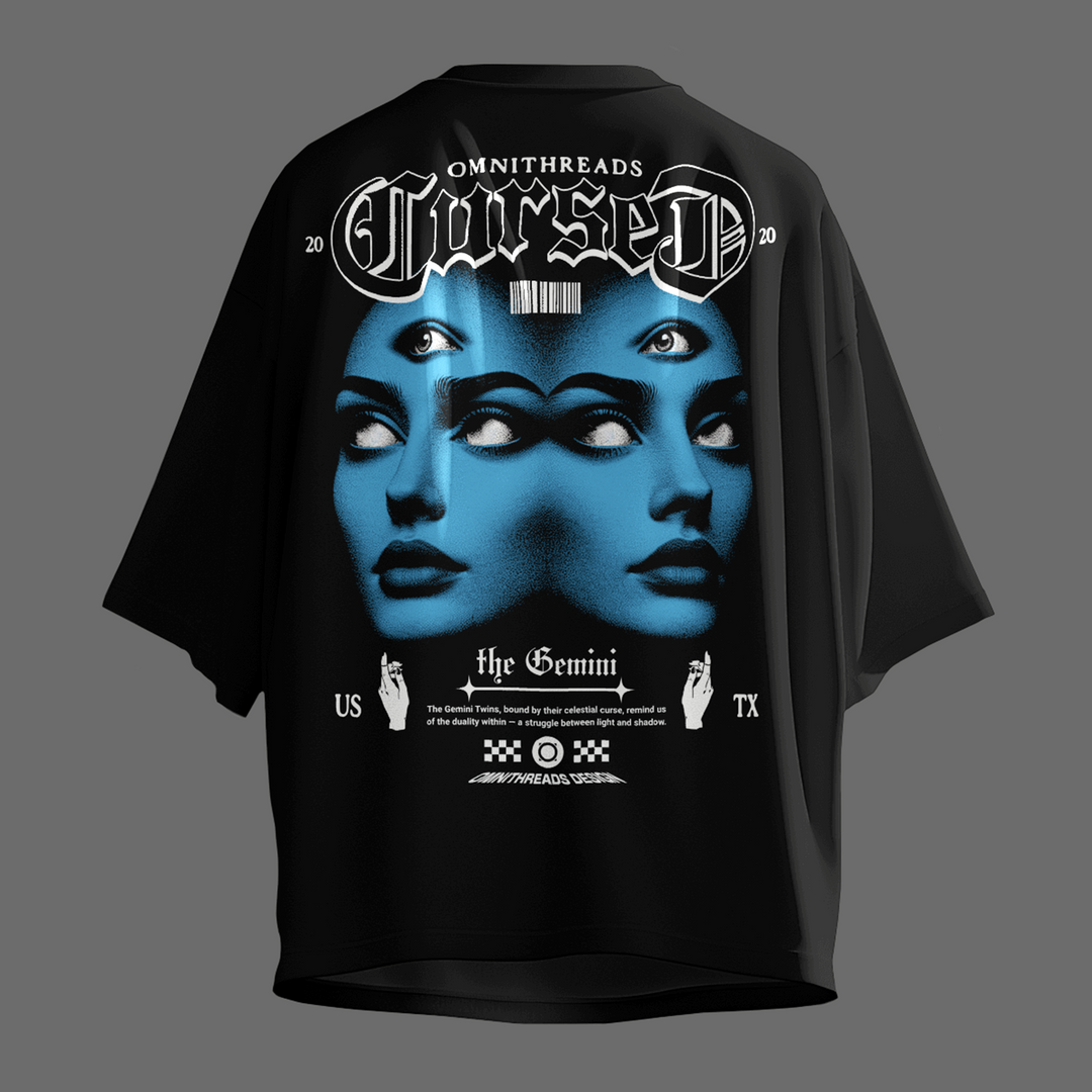 Curse Of The Gemini  - Oversize Deep Drop Shoulder Tee