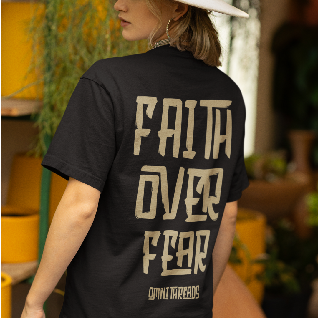 Faith Over Fear Astro - Oversize Deep Drop Shoulder Tee