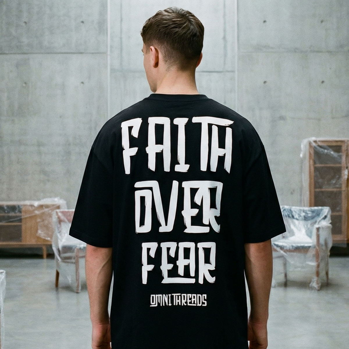Faith Over Fear Astro - Oversized Drop Shoulder Tee — product image 1