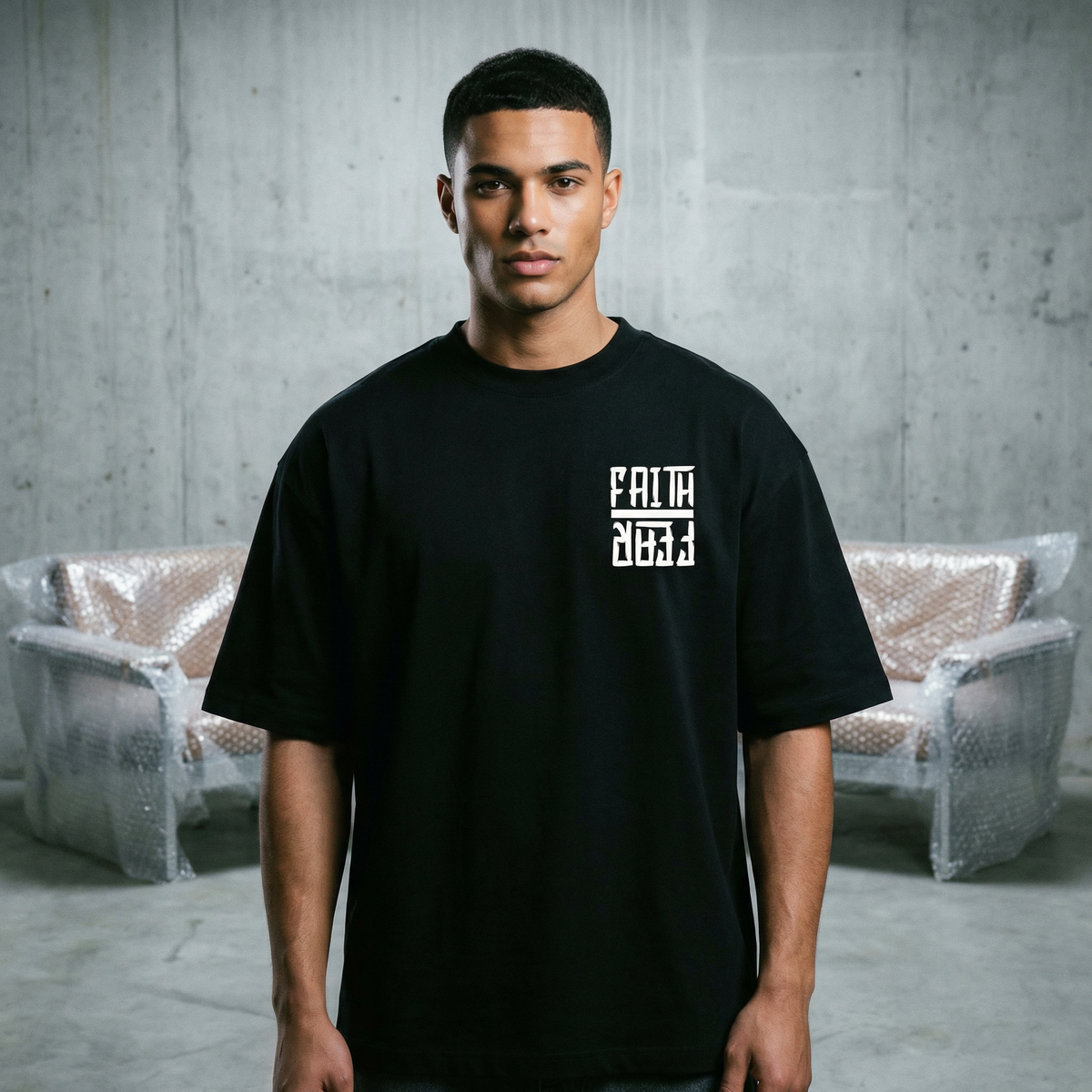 Faith Over Fear Astro - Oversized Drop Shoulder Tee — product image 3