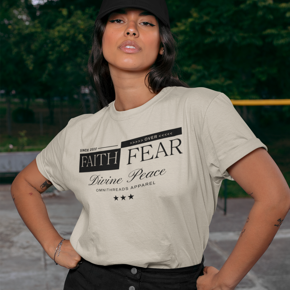 Faith Over Fear Minimal - Oversized Drop Shoulder Tee — product image 3