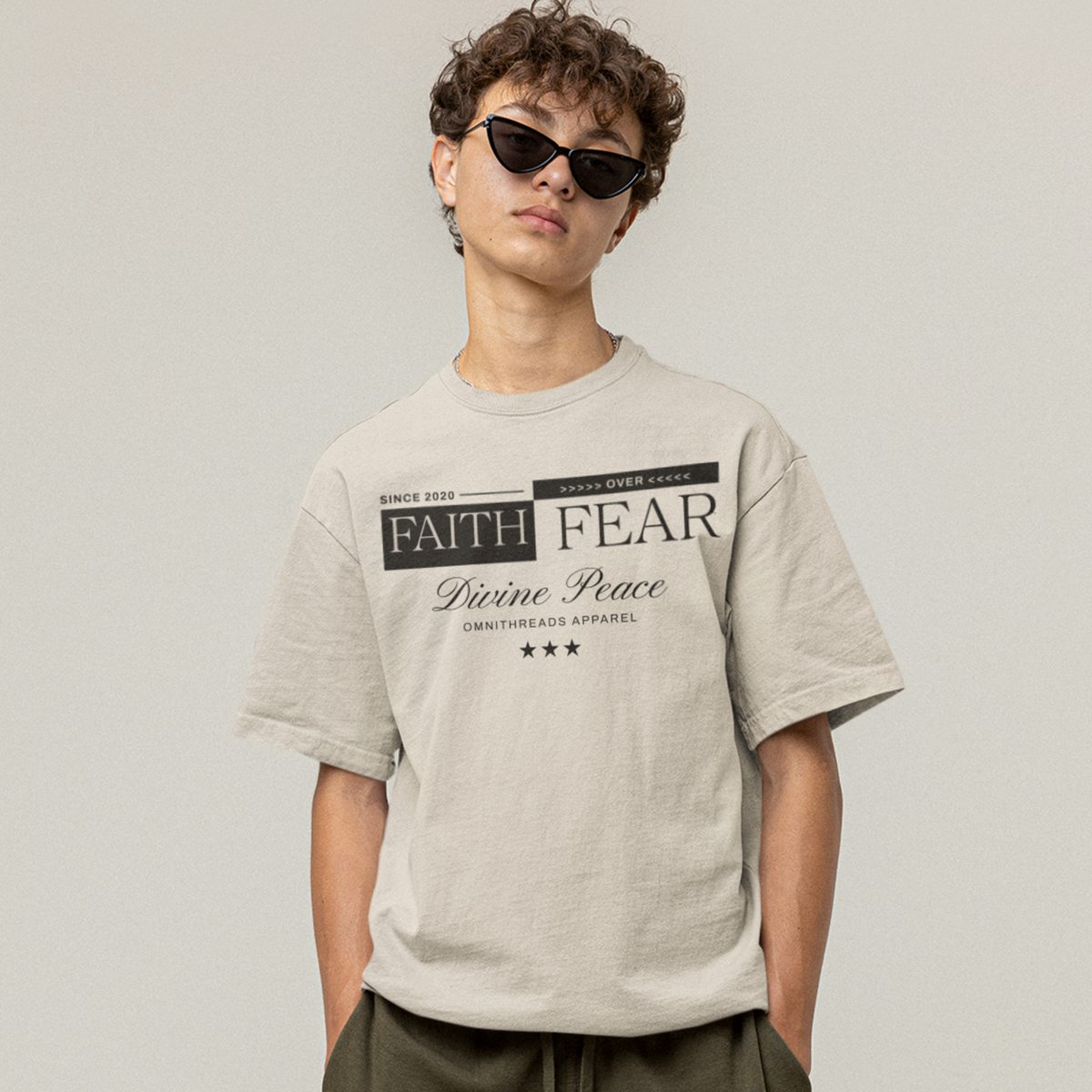 Faith Over Fear Minimal - Oversized Drop Shoulder Tee — product image 2