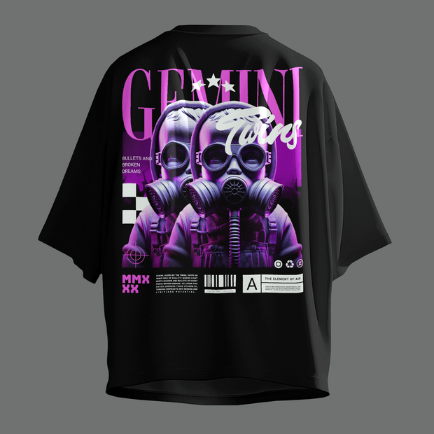 Gemini Twins - Oversize Deep Drop Shoulder Tee
