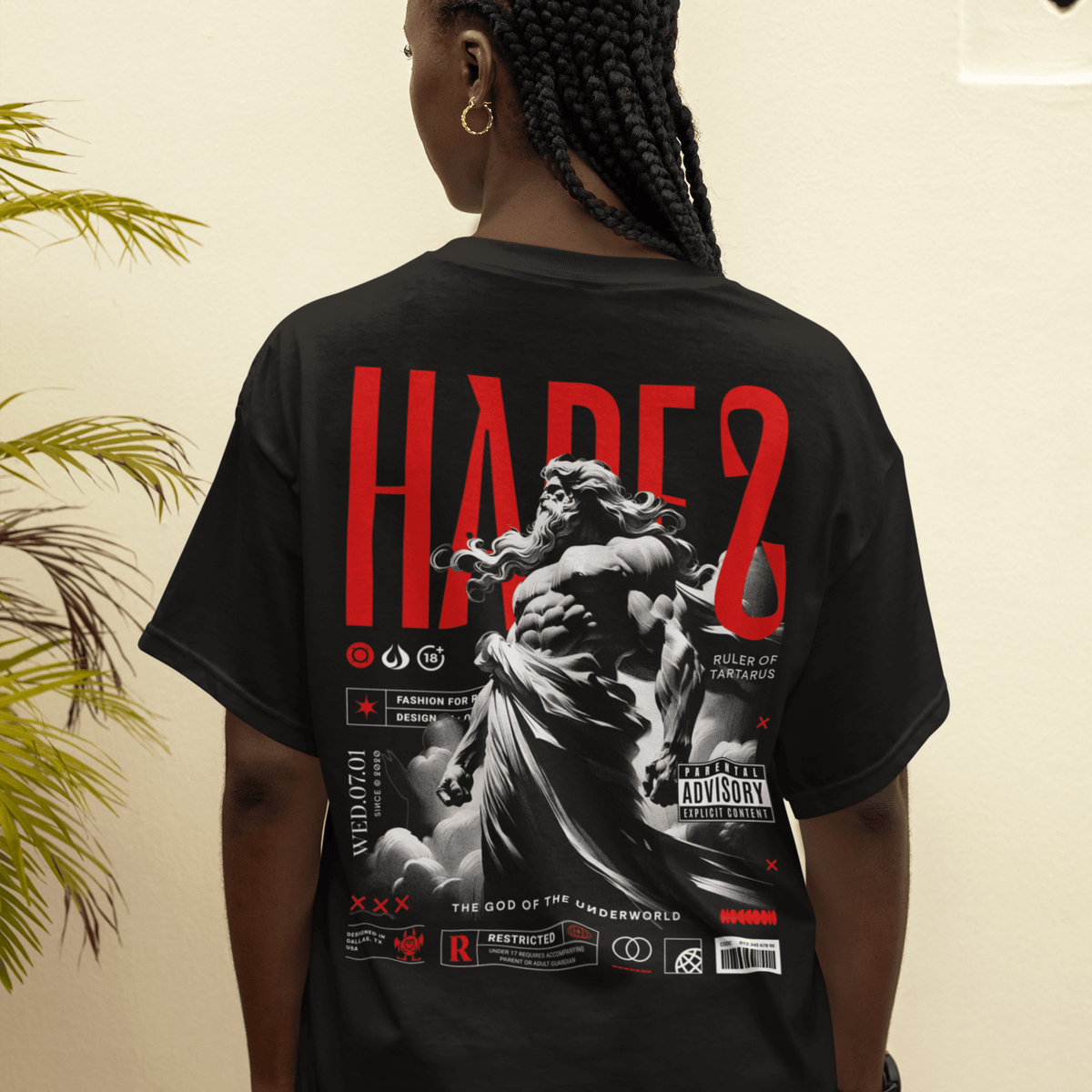 Additional product view 2 of the black hades of pluto oversized drop shoulder tee