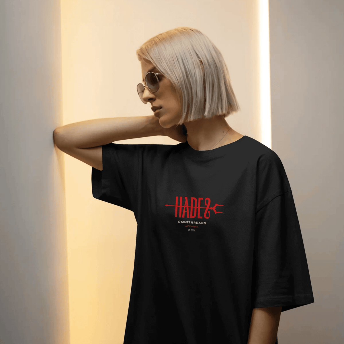 Additional product view 4 of the black hades of pluto oversized drop shoulder tee
