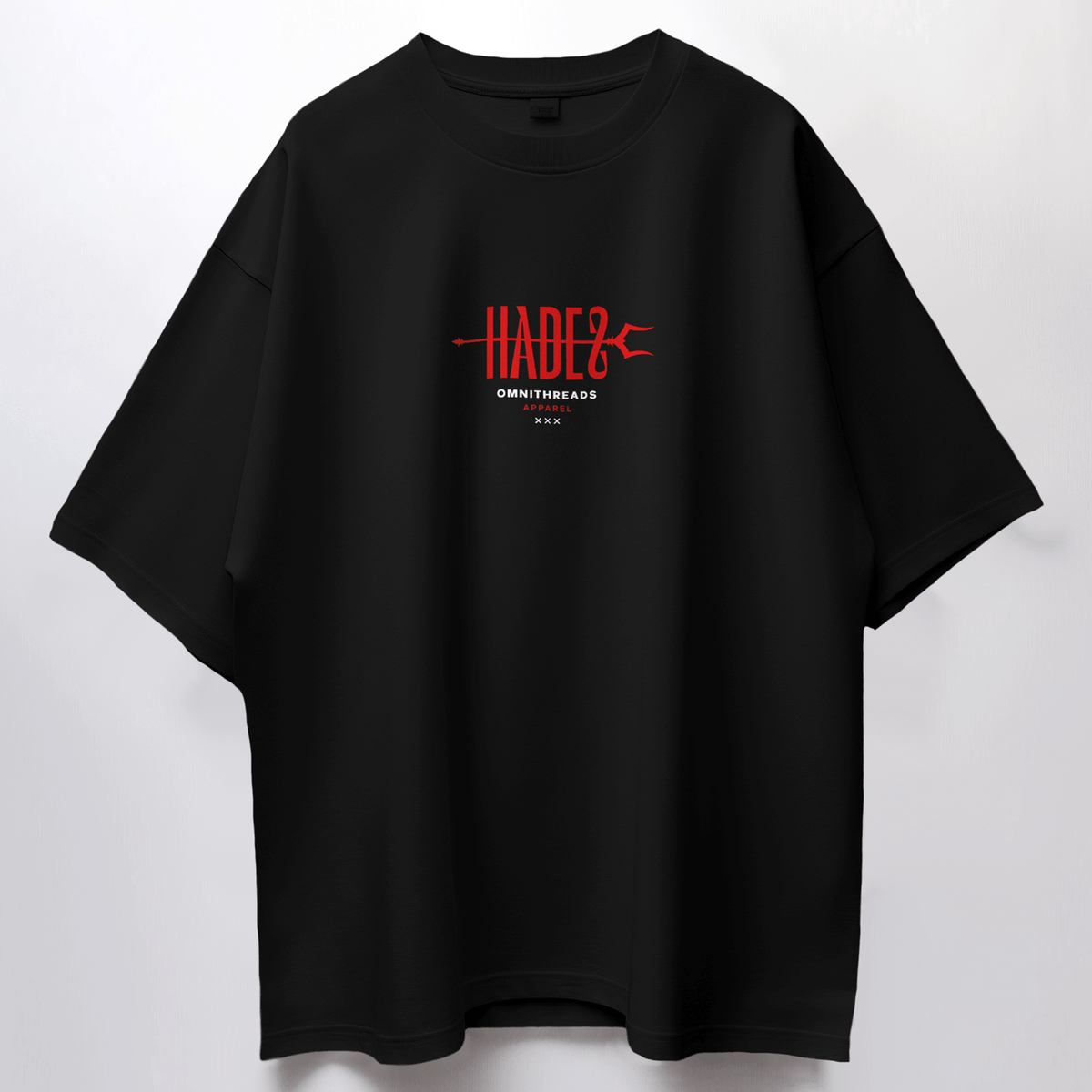 Additional product view 6 of the black hades of pluto oversized drop shoulder tee