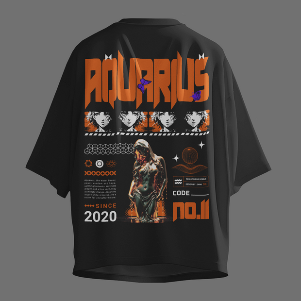 Holographic Aquarius - Oversize Deep Drop Shoulder Tee