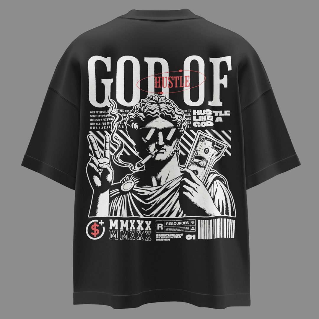 Hustle God - Oversize Deep Drop Shoulder Tee