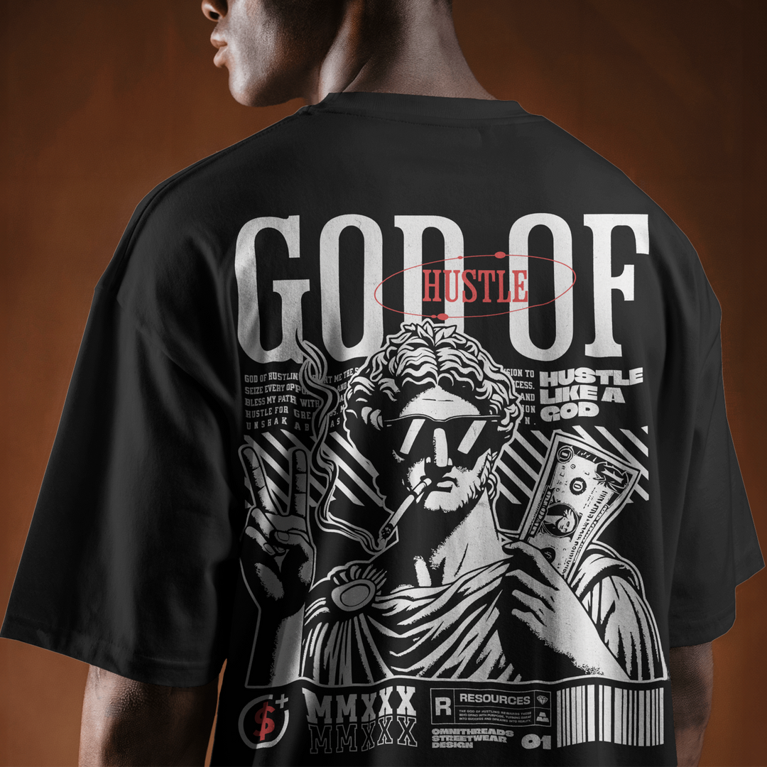 Hustle God - Oversize Deep Drop Shoulder Tee