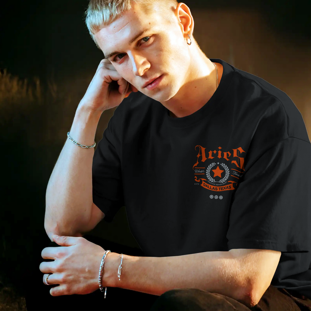 Igniting Aries - Oversize Deep Drop Shoulder Tee