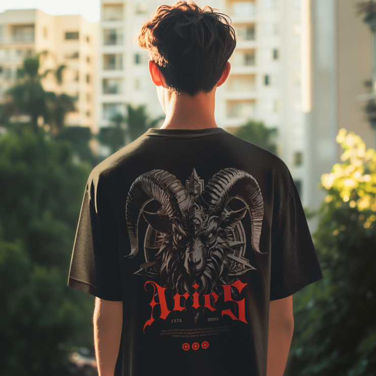 Igniting Aries - Oversize Deep Drop Shoulder Tee
