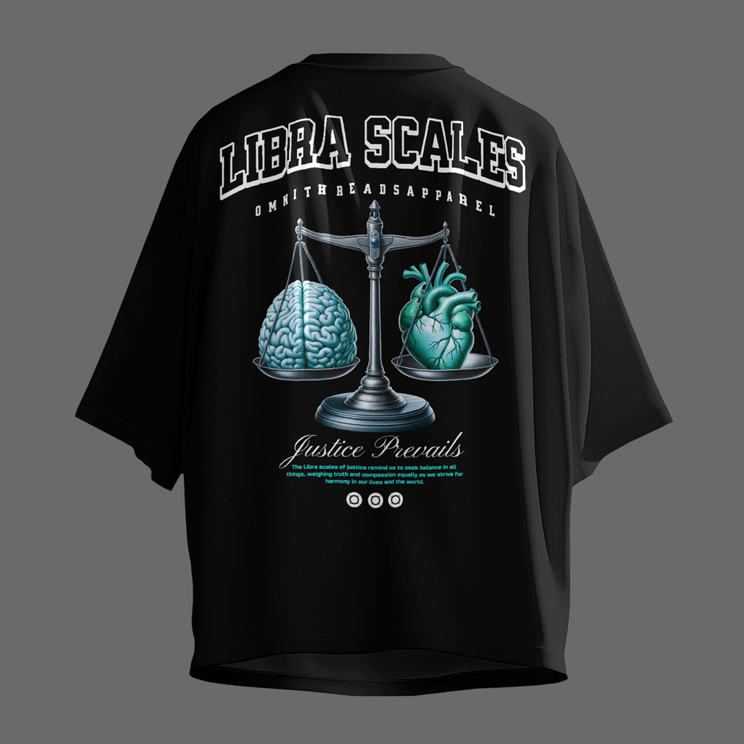 Libra Scales - Oversize Deep Drop Shoulder Tee
