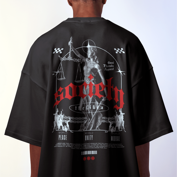 Libra Society - Oversize Deep Drop Shoulder Tee