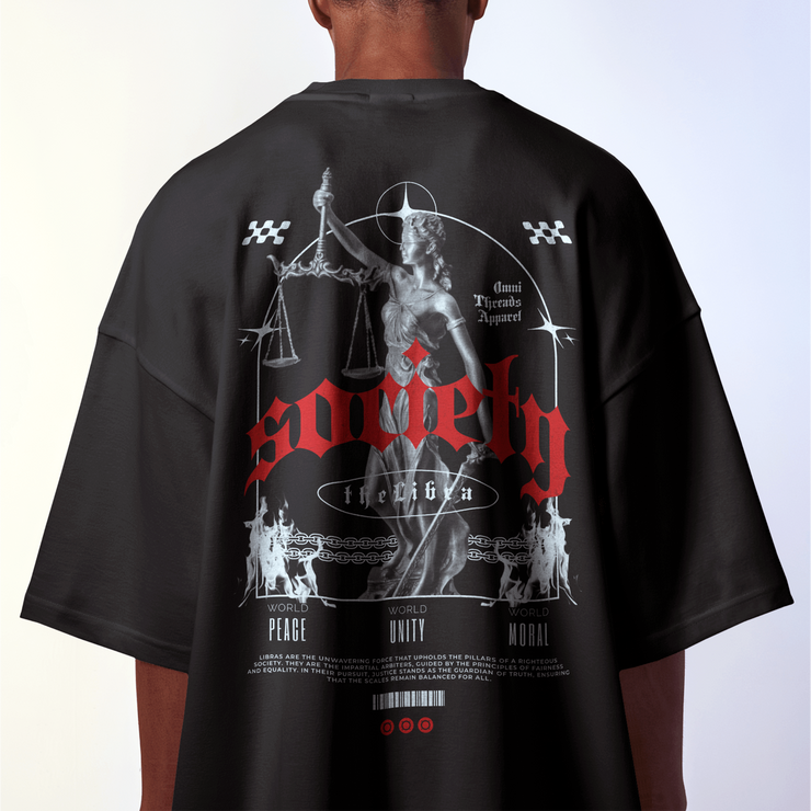 Libra Society - Oversize Deep Drop Shoulder Tee