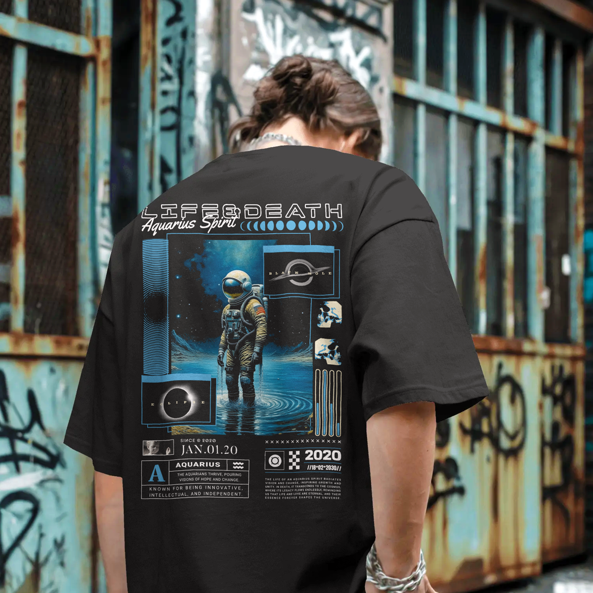 Life Of Aquarius - Oversized Drop Shoulder Tee — product image 1