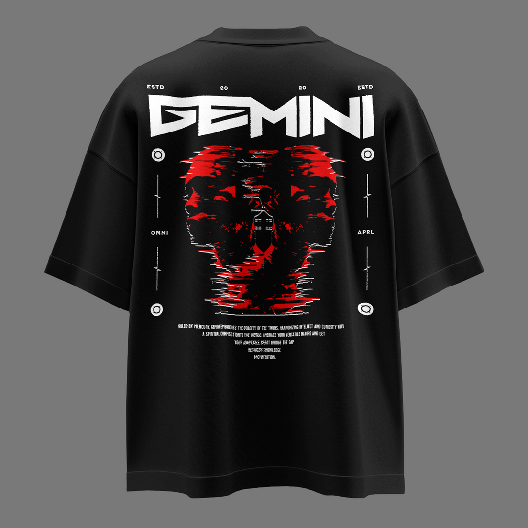 Gemini In Retrograde - Oversize Deep Drop Shoulder Tee