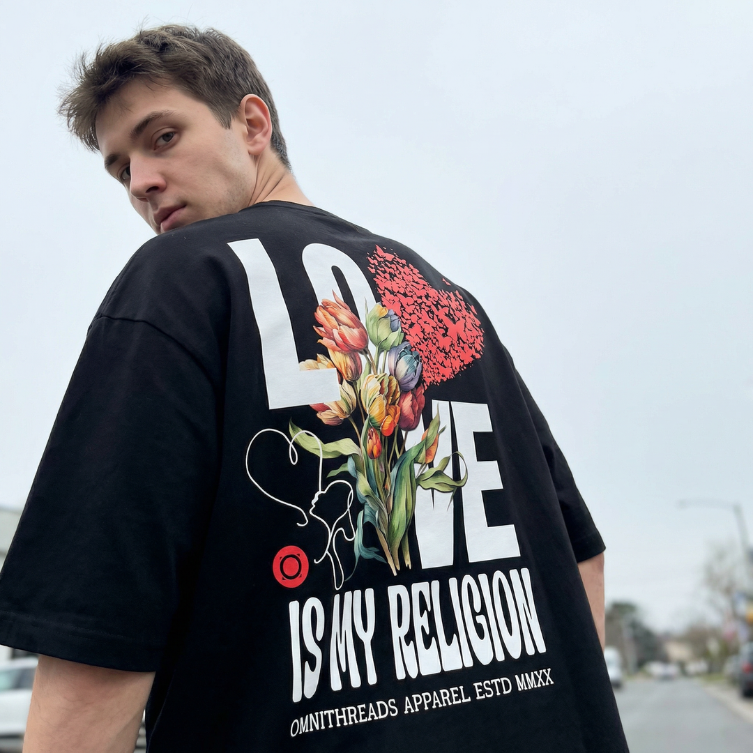 Love Is My Religion - Oversized Drop Shoulder Tee