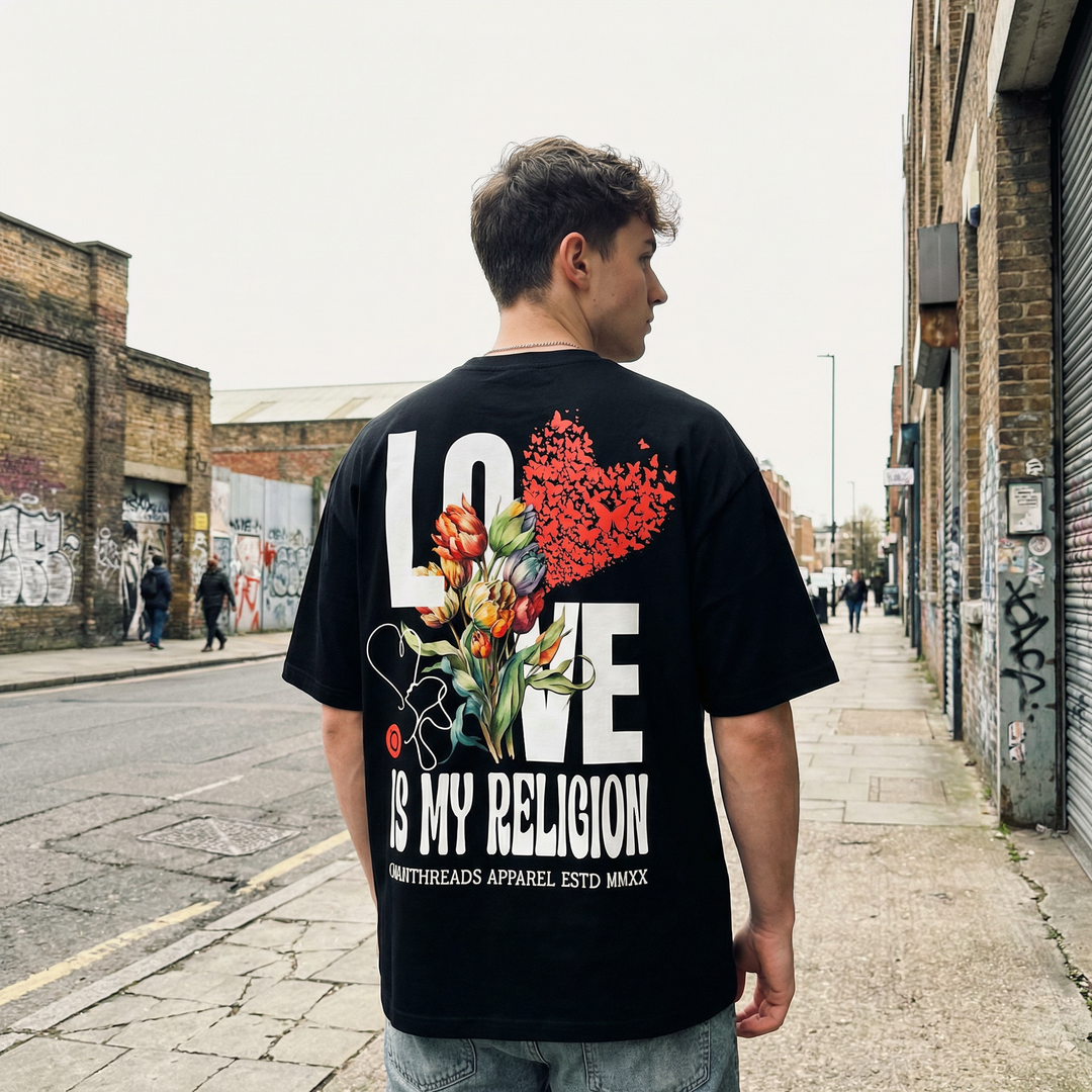 Love Is My Religion - Oversized Drop Shoulder Tee