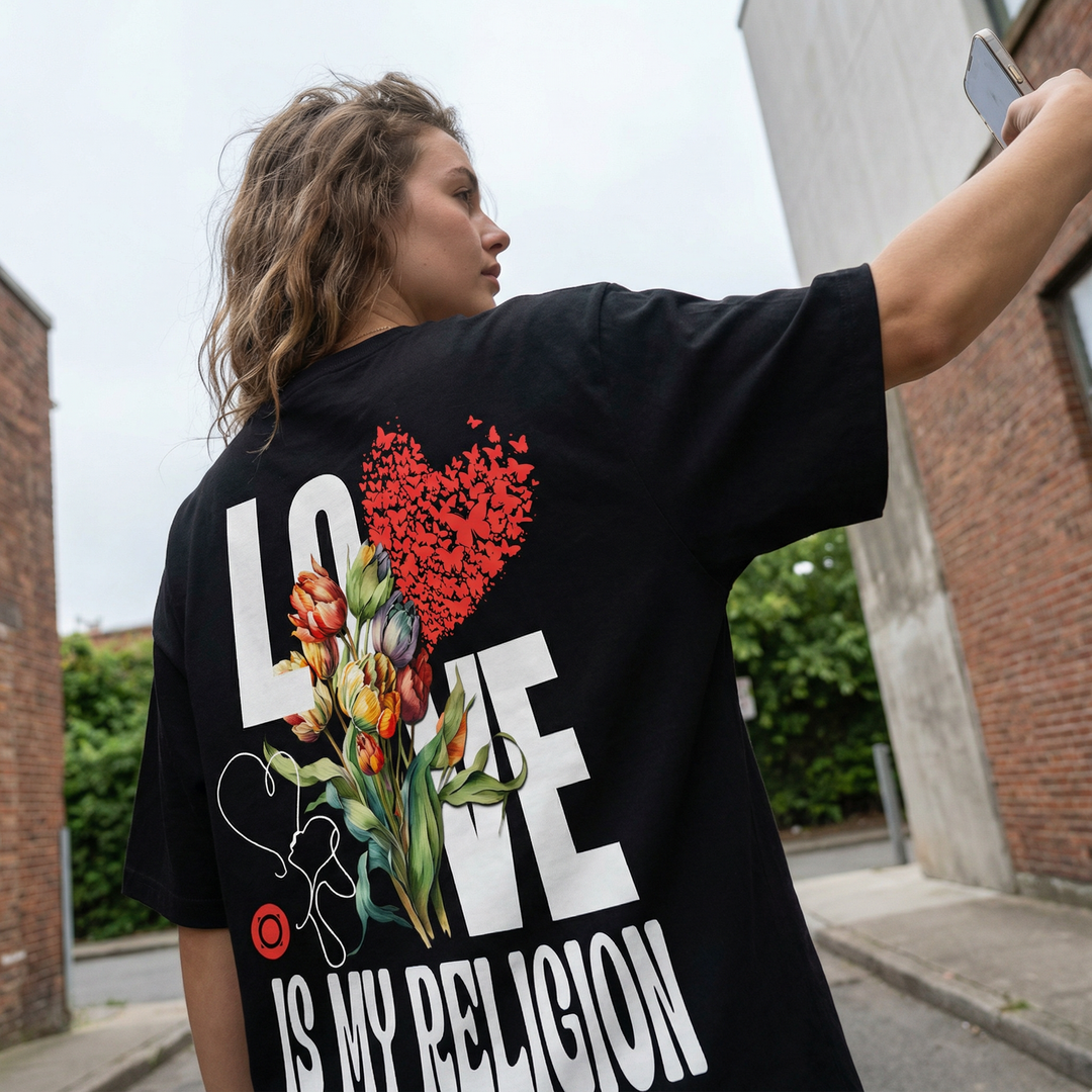 Love Is My Religion - Oversized Drop Shoulder Tee