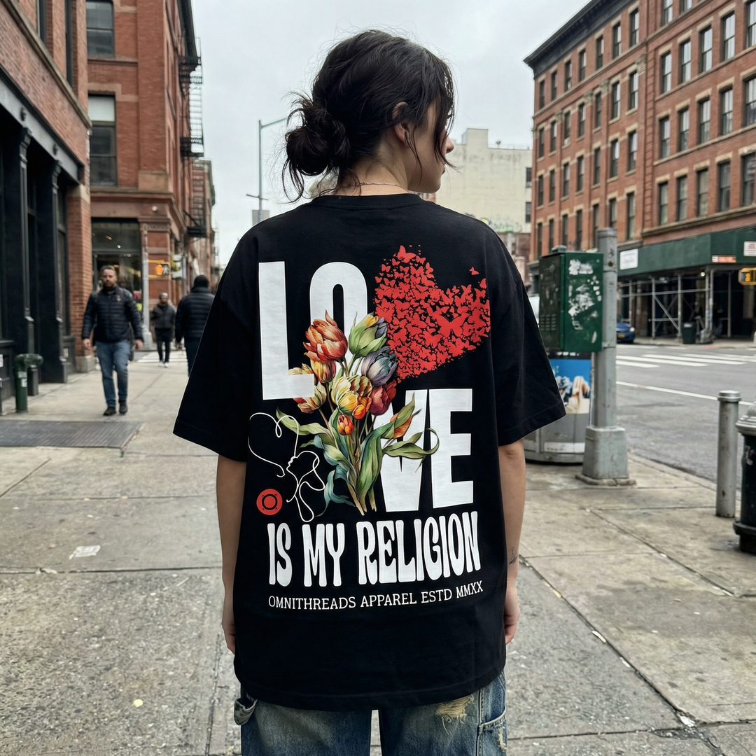 Love Is My Religion - Oversized Drop Shoulder Tee