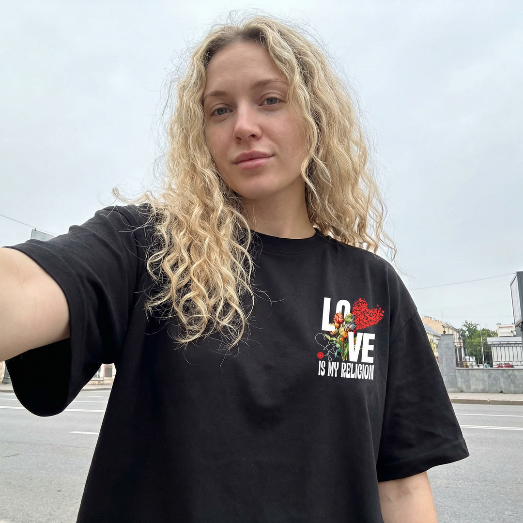 Love Is My Religion - Oversized Drop Shoulder Tee