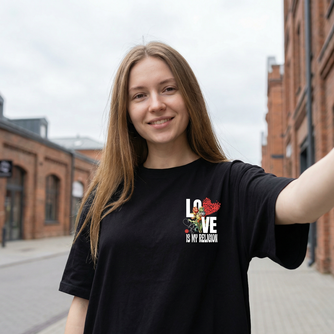 Love Is My Religion - Oversized Drop Shoulder Tee