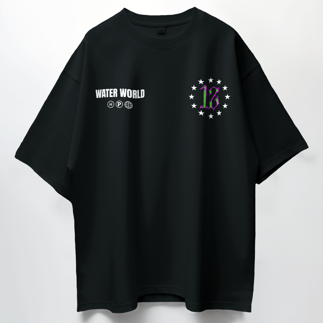 Piscean Water World - Oversize Deep Drop Shoulder Tee