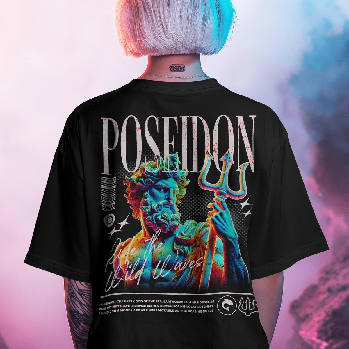 Additional product view 2 of the black poseidon of neptune oversized drop shoulder tee